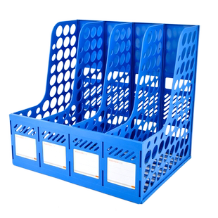 加厚文件收纳盒文件夹a4书立文件架桌面档案资料置物架文件栏筐文件框大容量办公室用品书架四联文件座架子