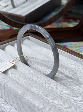 和田玉烟青玉细圆条高级感叮当镯