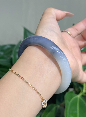 和田玉高冰葡萄紫半山半水玉手镯