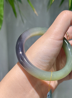 天然和田玉高冰晴水烟紫手镯饰品