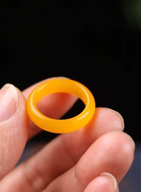 新疆和田玉黄玉戒指天然玉石