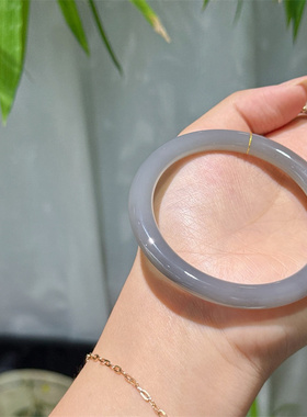 天然和田玉烟紫细圆条紫罗兰手镯