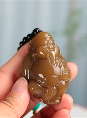 天然新疆和田玉糖玉财神爷手把件