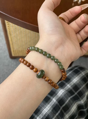 天然精品高抛库克和田玉手串跑环手持念珠盘玩新中式两圈手链男女