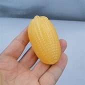 天然新疆和田玉黄玉玉米手把件摆件原石硕果累累籽料包谷穗把玩件