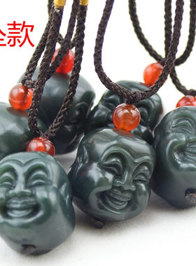 天然双面雕刻手串佛珠新疆和田玉