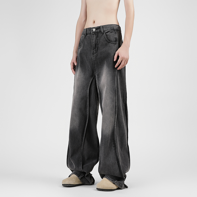 拼接牛仔裤宽松大板牛仔休裤子K8226-P75，男装牛仔裤，星座414-3