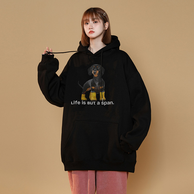 2024秋冬加绒加厚连帽卫衣潮流宽松连帽外套W9903-P40加绒P45,女装短外套,星座414-3