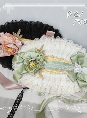 原创Lolita田园风花朵扁帽 汉洋折衷帽子波奈特草帽华丽洛丽塔bnt