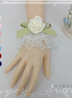 原创设计lolita多层蕾丝玫瑰手袖甜美花嫁蝴蝶结cla手腕套洛丽塔