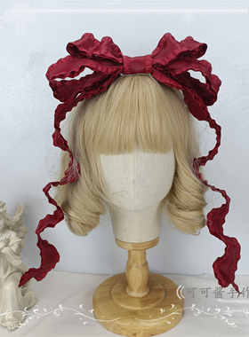 可凹造型酒红色复古蝴蝶结发夹发箍KC摇篮曲古董娃娃小物头饰日常