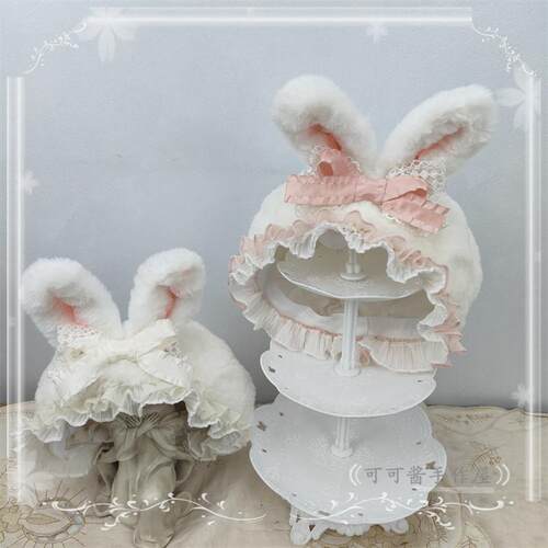 兔耳朵帽子lolita甜妹贝雷帽