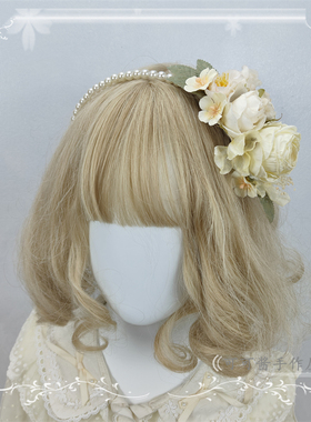 原创手作 lolita超仙女花丸发箍KC花朵珍珠优雅cla头箍 巴黎假日