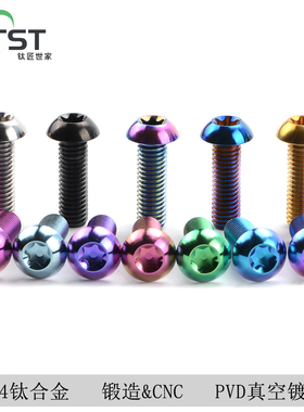 钛斯特TITST钛合金TC4椭圆蘑菇头摩托车改装螺丝螺栓M5/M6/M8/M3