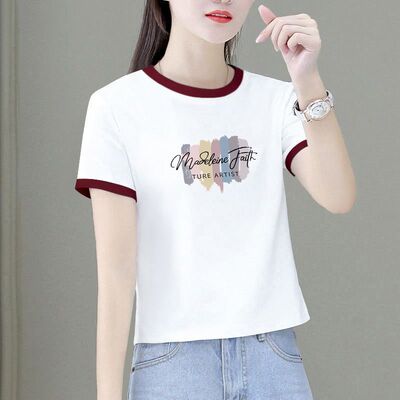 短袖通勤常规印花纯棉女
