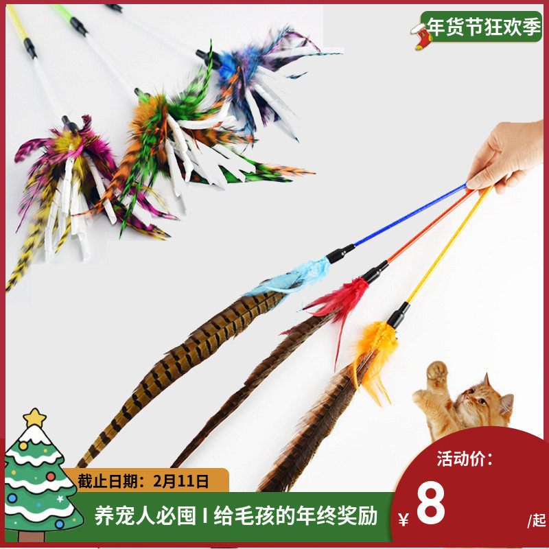 猫玩具 fatcat 逗猫棒羽毛逗猫杆 羽毛 山鸡尾毛 火鸡毛