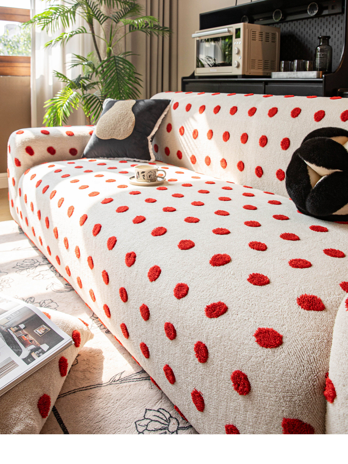 高品质沙发套罩全包保护套秋冬毛绒新款红色喜庆客厅沙发罩全包万,居家布艺,沙发套,淘宝优惠券,粉丝福利购,淘宝优惠卷