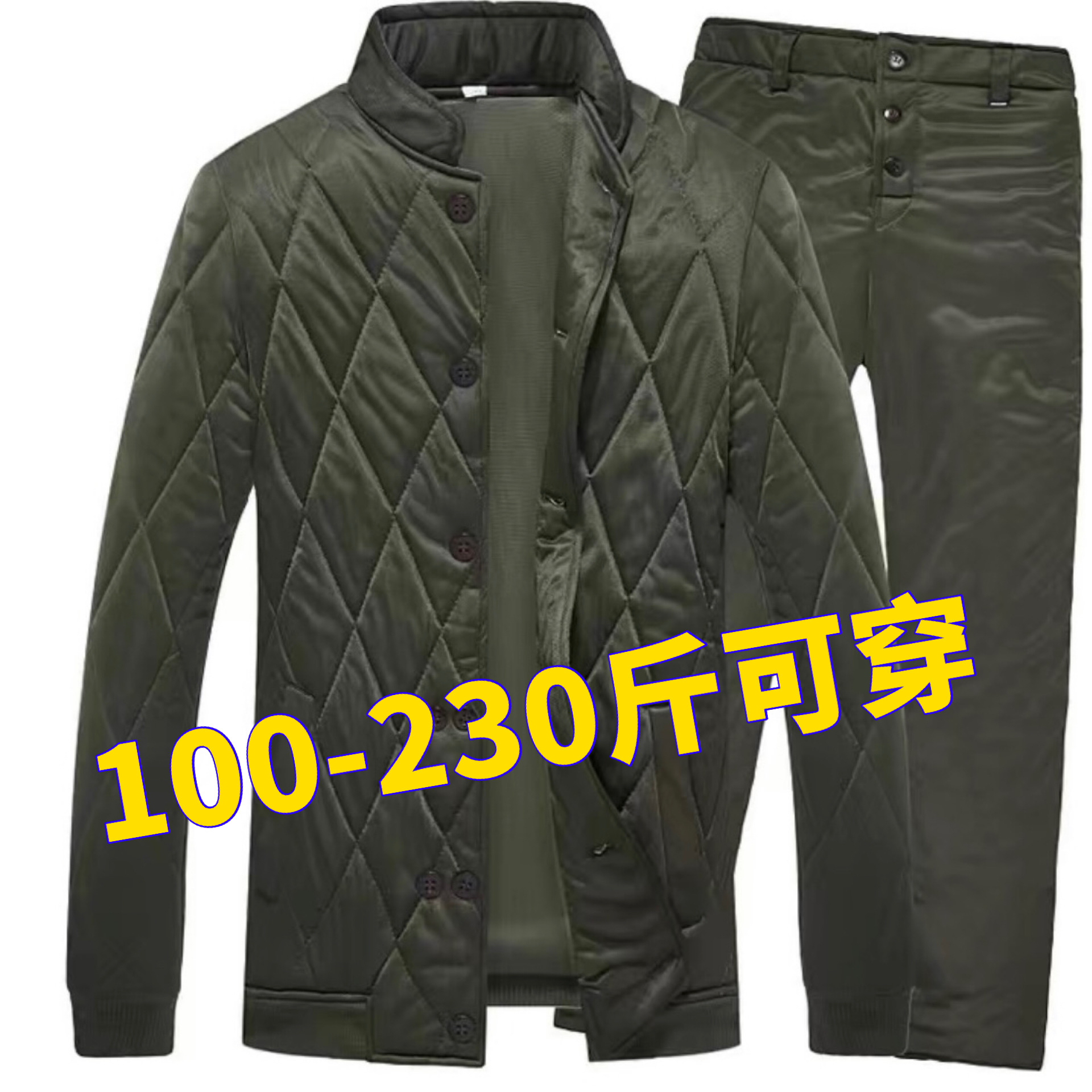 大码冬季加厚内穿弹力棉袄棉裤男棉衣套装保暖加绒工作服防寒棉服