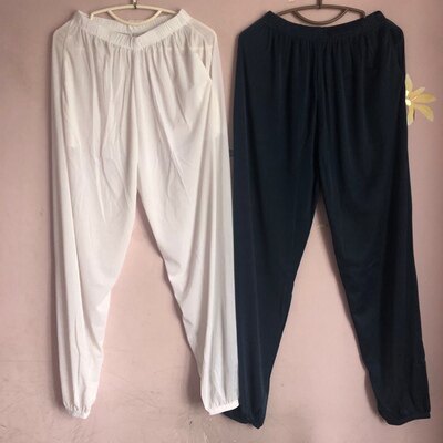 100-200斤白色黑色冰丝灯笼裤男裤小脚裤夏薄微透运动长裤防蚊裤