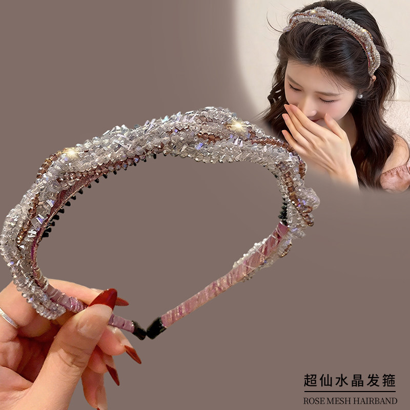 水晶麻花发箍小众设计气质发箍
