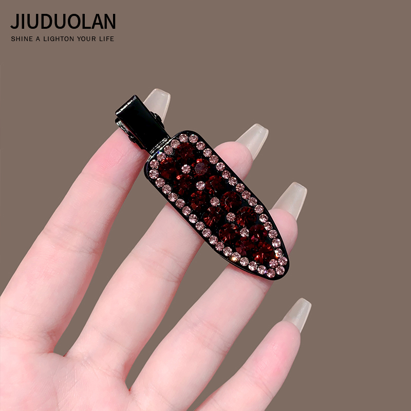 满钻鸭嘴夹轻奢粉紫色无痕发夹女刘海夹一字夹2025新款碎发测边夹