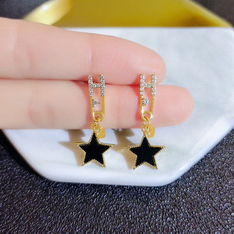 简约星星别针耳环新款耳坠时尚气质网红耳夹字母H耳钉女爆款耳饰,饰品/流行首饰/时尚饰品新,耳环,淘宝优惠券,粉丝福利购,淘宝优惠卷