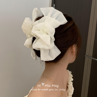 双面泡泡云朵纱纱发圈发夹大蝴蝶结泡泡抓夹女2025年新款潮后脑勺