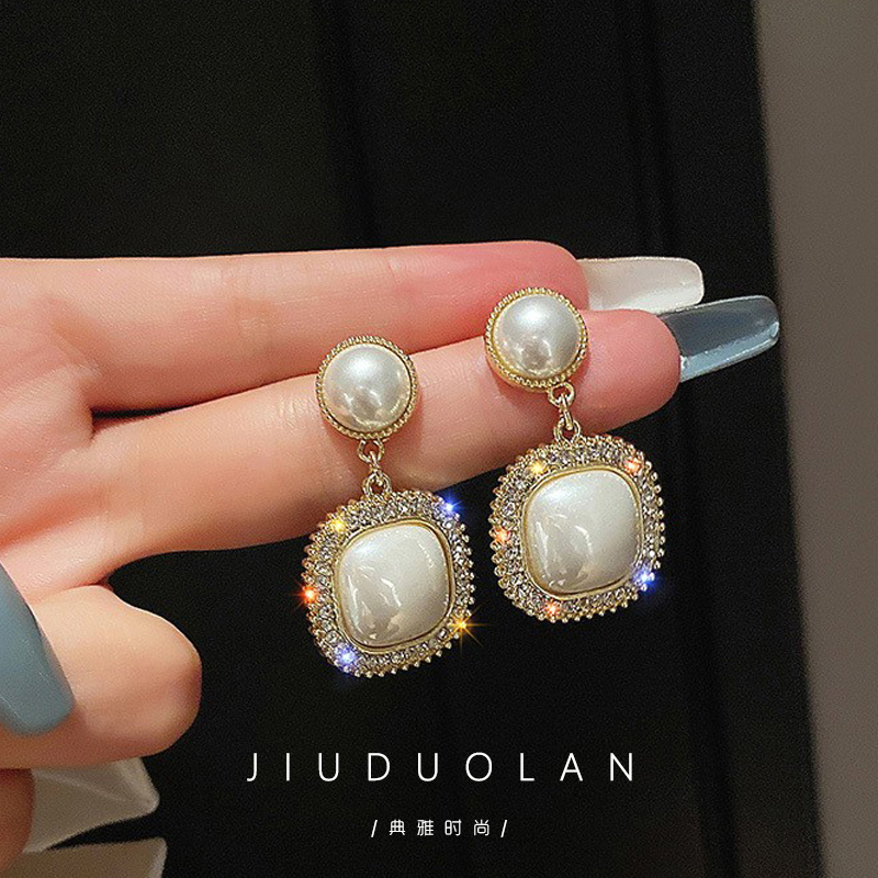 闪钻珍珠耳环女秋冬2022年新款