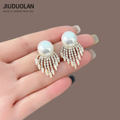 法式 百搭耳饰 耳环时尚 复古高级感超闪满钻珍珠耳钉女2026新款 爆款