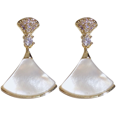 童谣贝壳小众扇形耳夹小裙子耳环