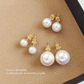 养耳洞白珍珠耳钉女2025新款 999银针蚊香盘高级感耳夹无耳洞耳环