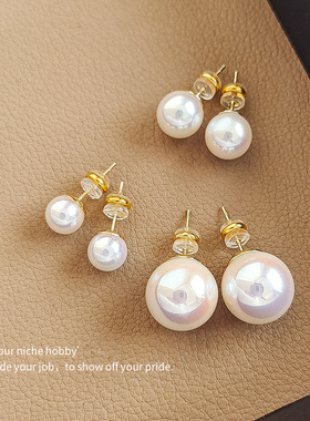 养耳洞白珍珠耳钉女2025新款999银针蚊香盘高级感耳夹无耳洞耳环