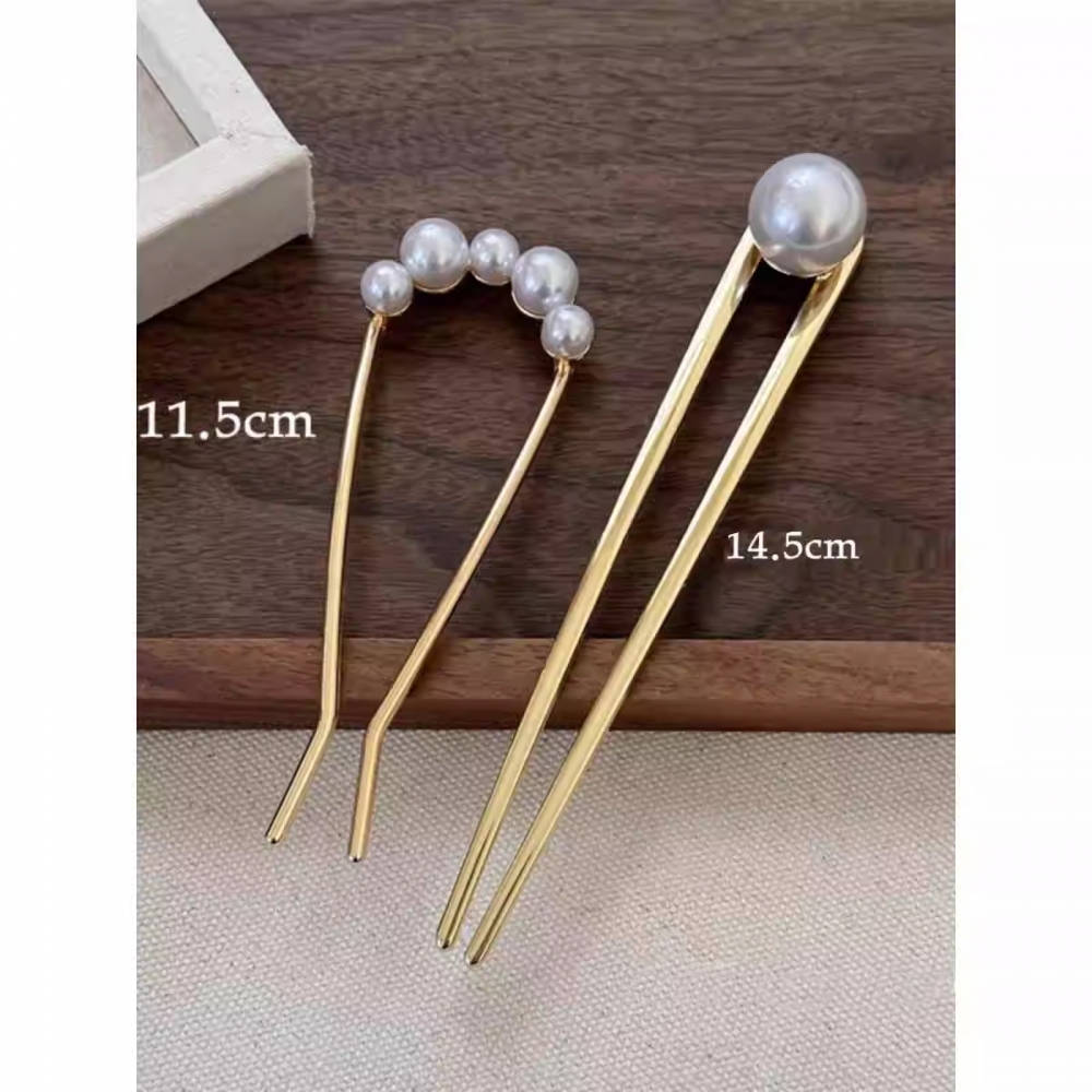 时尚珍珠U型发簪女金属头饰