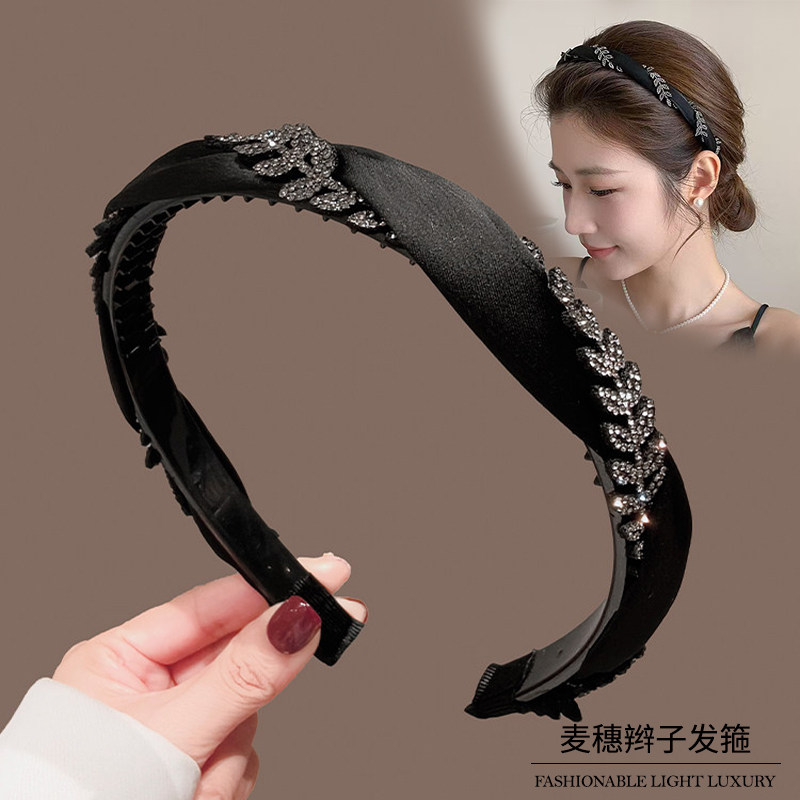 网红时尚韩版麦穗发箍气质防滑齿压发发捆新款碎钻洗脸高档头箍女