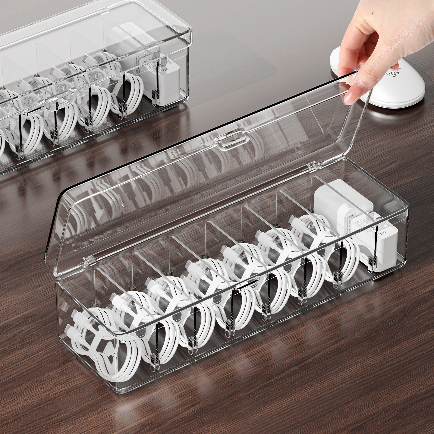 数据线收纳盒大容量防尘多功能