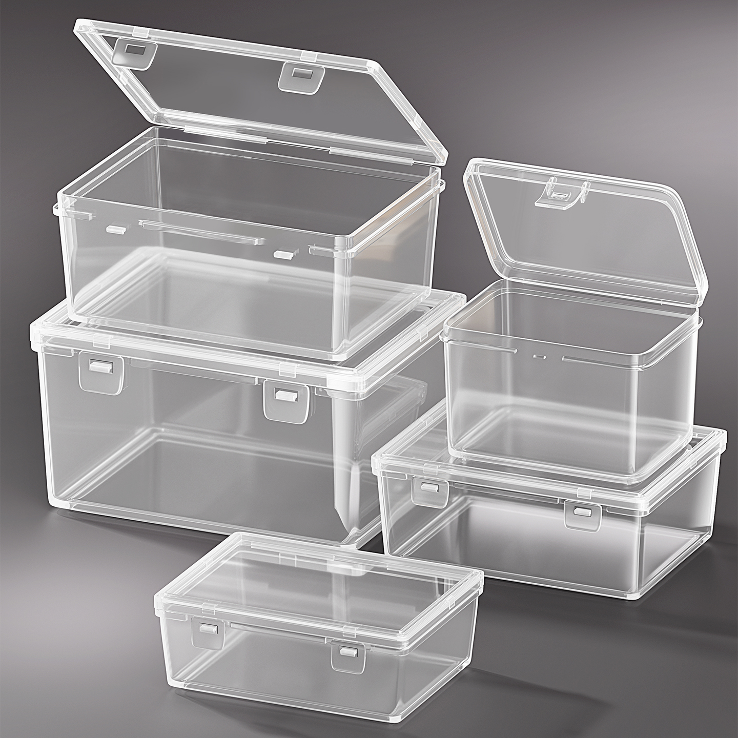 塑料收纳盒透明带盖防尘小杂物盒