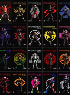 假面骑士黑色背景海报时王铠武老司机动漫特摄周边墙壁装饰墙贴