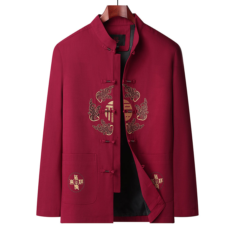 中老年爸爸秋季外套老人衣服唐装男中国风上衣爷爷秋冬装中式套装,男装,唐装,淘宝优惠券,粉丝福利购,淘宝优惠卷