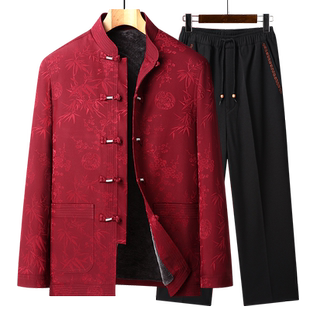 爸爸冬装外套中老年唐装男棉衣中国风爷爷套装秋冬款老人衣服70岁