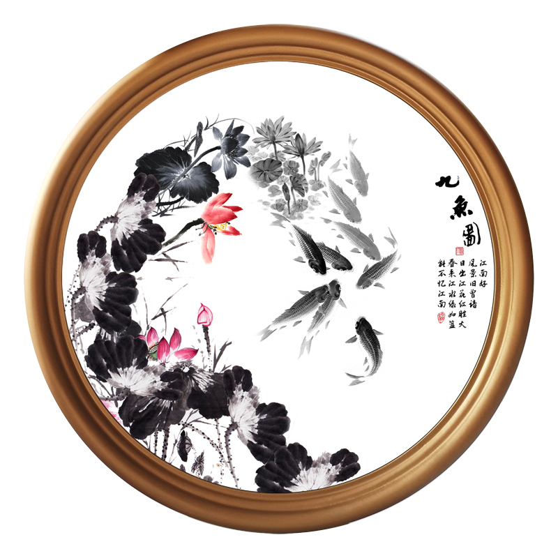 厂家直销客厅实木圆形装饰木框国画十字绣框油画圆框装裱画框定制图片