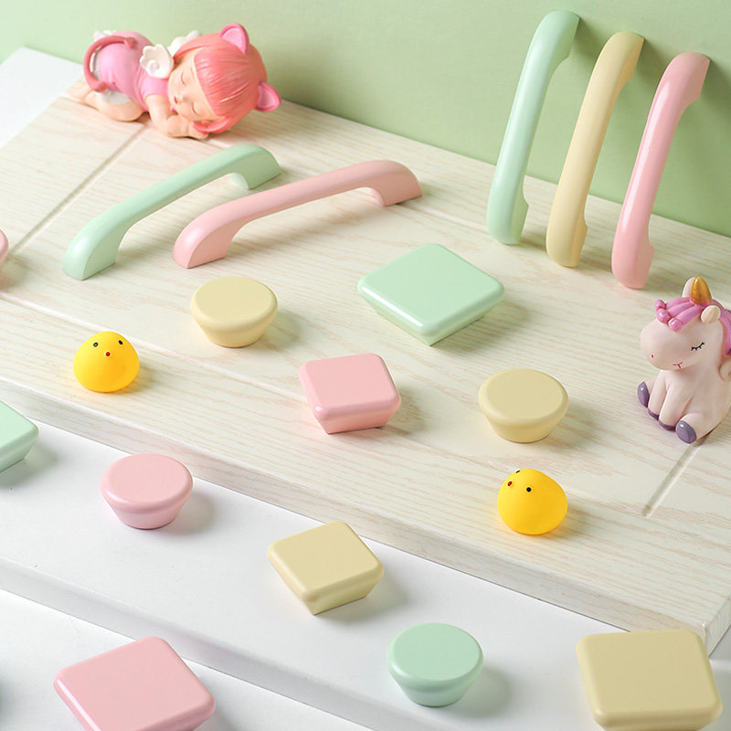 柜门抽屉实木拉手儿童房衣柜门把手彩色简约木质原木柜子小拉手圆