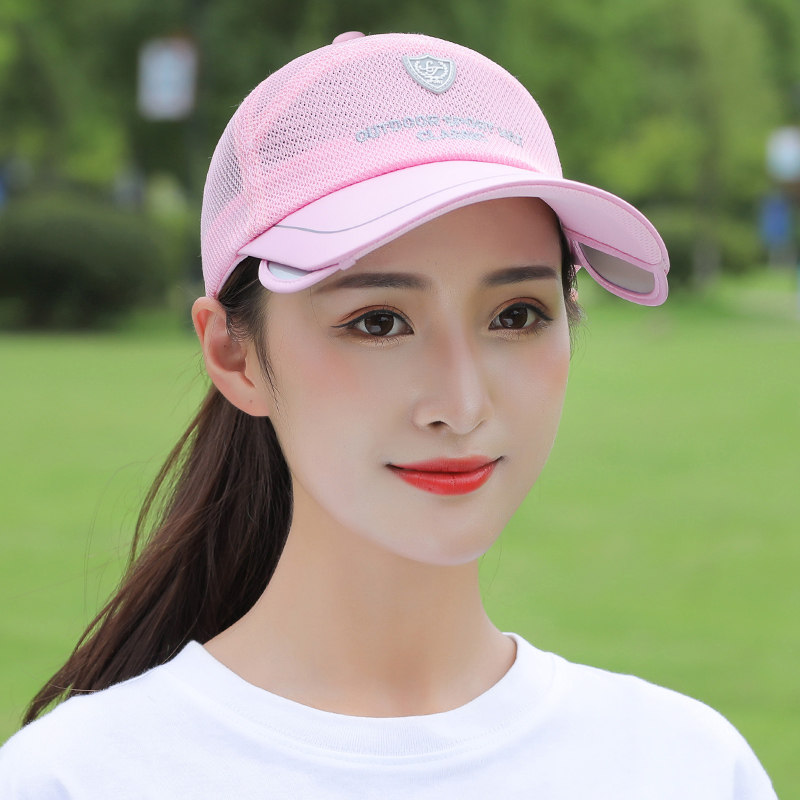 遮阳帽女防晒夏季帽子遮阳女夏太阳帽夏鸭舌帽户外网帽粉色棒球帽