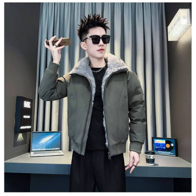 座山雕加厚设计感毛领棉衣冬装潮牌时尚痞帅棉服设计感棉袄男外套