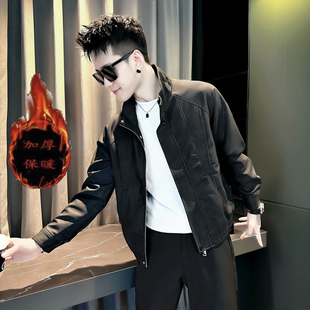 潮牌痞帅风皮衣外套男潮流休闲立领机车服皮夹克2025新款 上衣 秋季