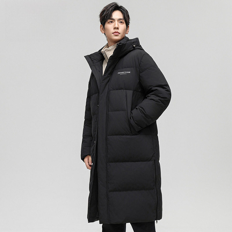 冬季男装连帽加厚过膝潮羽绒服