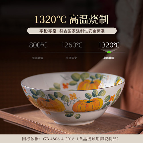 景德镇手绘釉下彩8寸葫芦汤碗