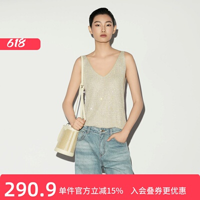 XG/雪歌V领针织背心女无袖内搭