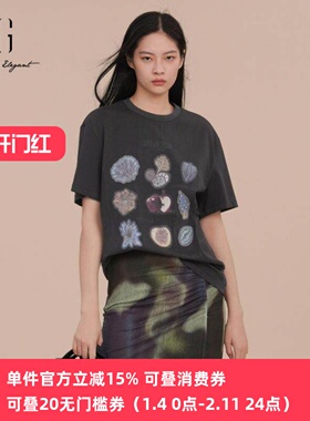 XG/雪歌专柜短袖T恤女25春新款百搭宽松圆领休闲上衣XK101009A583