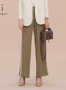 XG/雪歌专柜休闲裤女25春新款高腰显瘦直筒阔腿裤XK102019A573