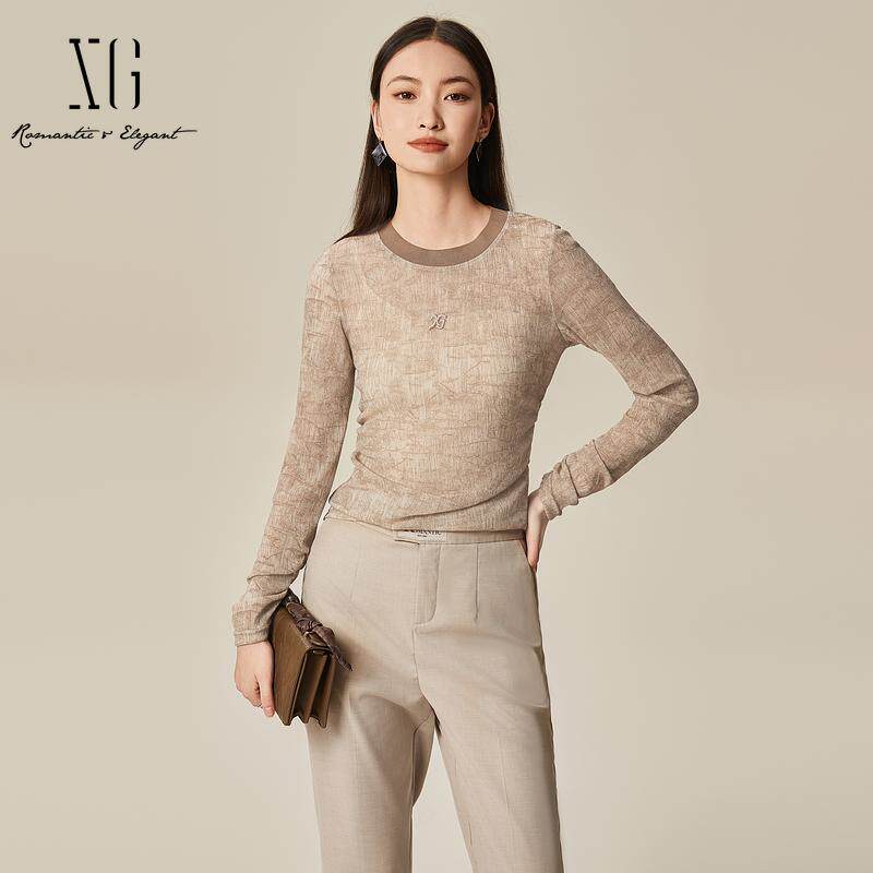 XG/雪歌修身长袖圆领上衣女装
